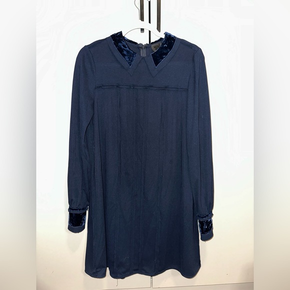 Anna Sui Navy Blue Long Sleeve Mini Dress with Velvet size 6 - www.disolcolor.com Anna Sui Navy Blue Long Sleeve Mini Dress with Velvet size 6 - www.disolcolor.com